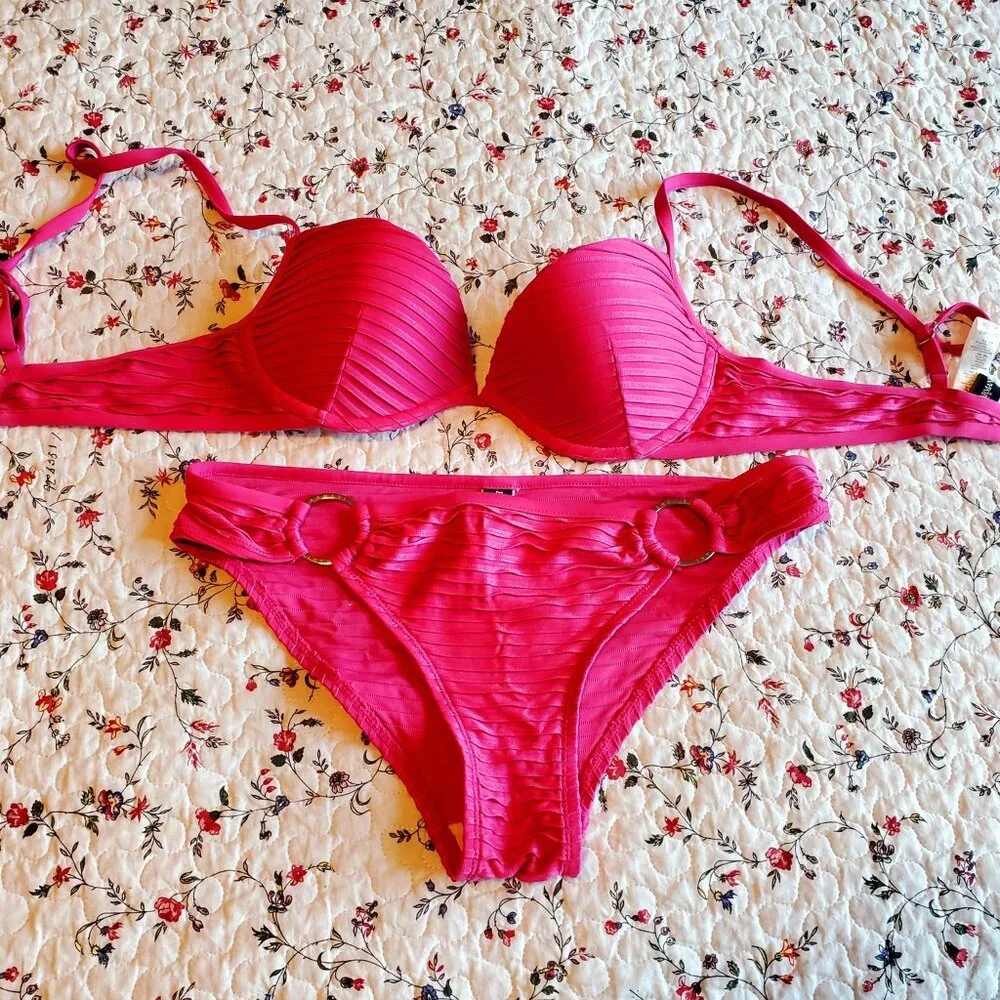 Emporio Armani Pink Summer Bathing Suit Two Piece Swimsuit Sz S - Picture 7 of 7